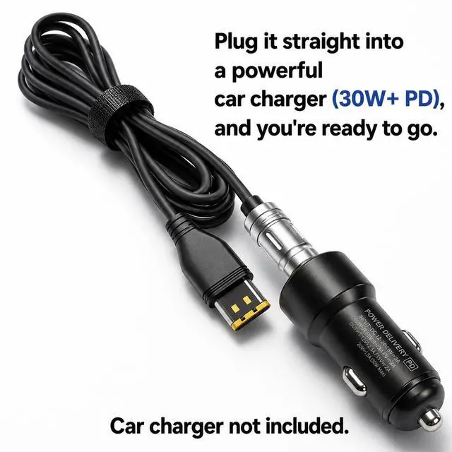 Alt view image 7 of 7 - Sourcingbay USB-C Power Cord for Resmed AirMini PD 20V-to-24V Boost Cable, Works with Power Banks, Car Chargers & AirMini Battery Pack, Travel & Camping Ready, 1.6m/5.2ft