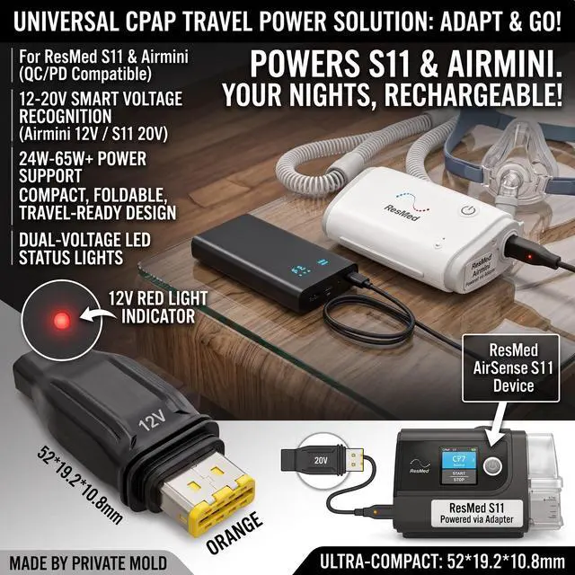 Alt view image 7 of 7 - Sourcingbay USB-C Power Adapter Converter for AirMini and S11 Travel Machines, Includes 1m (3.3ft) Type-C Extension Cable, Smart LED Power Indicator, Requires PD Power Bank