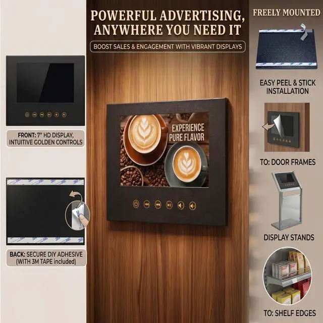 Alt view image 2 of 7 - Sourcingbay 7" Video Greeting Card Player, Black Faux Leather Digital Frame for Gifts