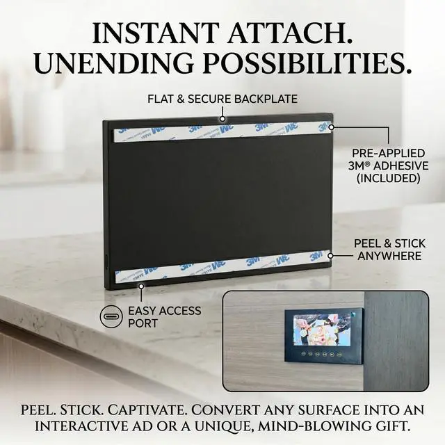 Alt view image 3 of 7 - Sourcingbay 7" Video Greeting Card Player, Black Faux Leather Digital Frame for Gifts