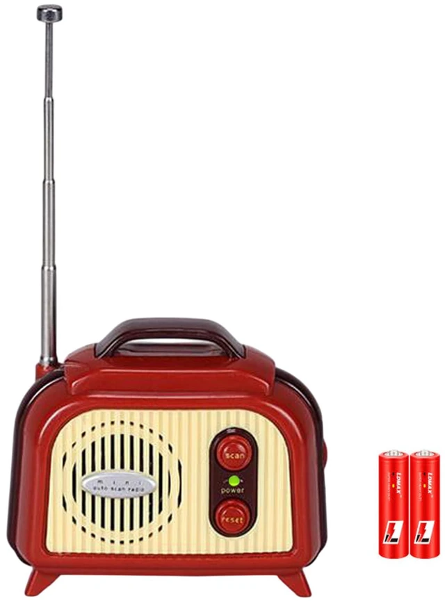 Main image of Sourcingbay Mini FM Radio, Retro FM Only 88-108 MHz, Auto Scan, Red & Cream