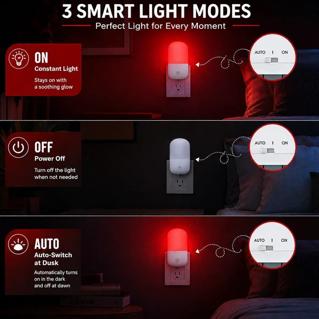 Alt view image 2 of 7 - Sourcingbay 670nm Red Light Therapy Night Light, Sleep Aid Dimmable Lamp 2 Pack