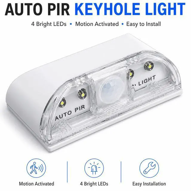 Alt view image 2 of 7 - Sourcingbay Motion Sensor Keyhole Light - Stick-On Wireless LED Door Lock Light, Auto On/Off, Battery Operated, No-Tool Installation for Front Door, Safe, Cabinet,White