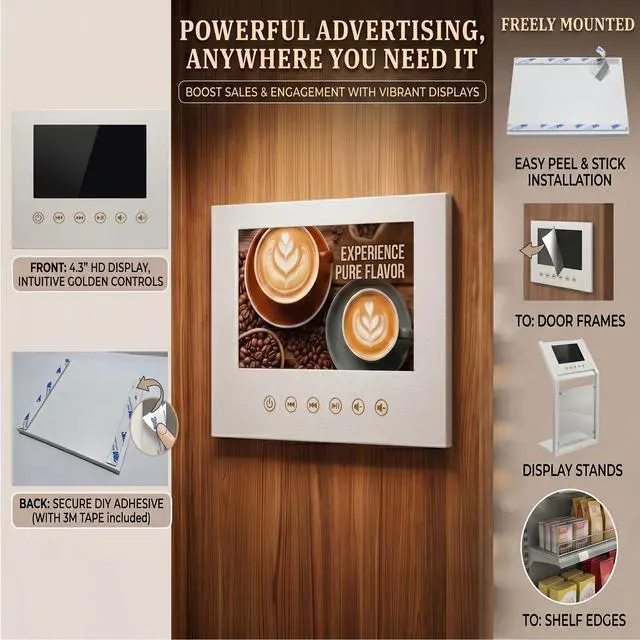 Alt view image 5 of 6 - 4.3" Video Greeting Card Player, White Faux Leather Square Digital Frame