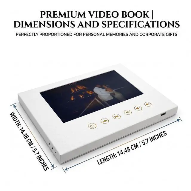 Alt view image 6 of 6 - 4.3" Video Greeting Card Player, White Faux Leather Square Digital Frame