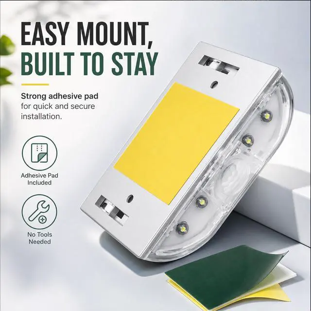 Alt view image 4 of 7 - Sourcingbay Motion Sensor Keyhole Light - Stick-On Wireless LED Door Lock Light, Auto On/Off, Battery Operated, No-Tool Installation for Front Door, Safe, Cabinet,White