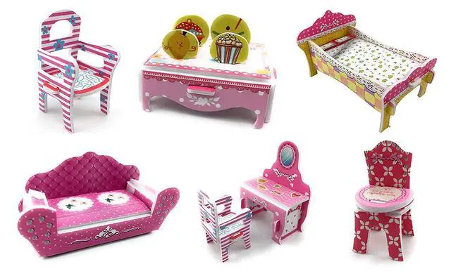 Alt view image 6 of 7 - Sourcingbay 3D Puzzle Dollhouse for Girls - Easy to Assemble 3-D Miniature Doll House Building Kit with LED Light for Kids - Educational Paper Jigsaw Puzzles - Perfect Craft Toys Gift - 101 Pcs