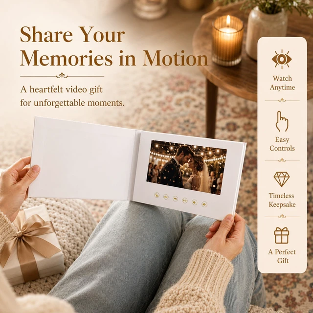 Alt view image 2 of 7 - Sourcingbay 7" LCD Video Greeting Card Book 4GB Blank Hard Cover, Auto-Play, 2.5H Playtime, 1500mAh Rechargeable, DIY White Cover