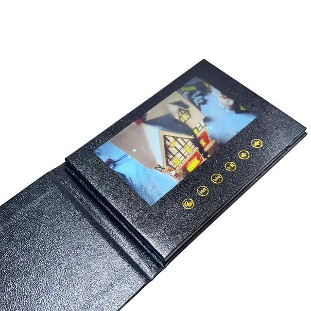 Alt view image 2 of 7 - Sourcingbay 7" Video Greeting Card, Auto-Play Black Faux Leather Keepsake Memory Book