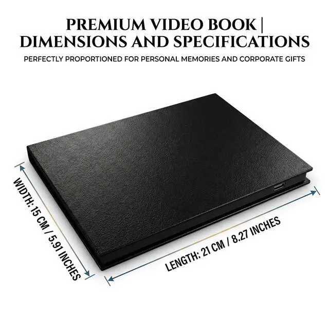 Alt view image 6 of 7 - Sourcingbay 7" Video Greeting Card, Auto-Play Black Faux Leather Keepsake Memory Book