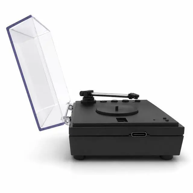 Alt view image 2 of 7 - Sourcingbay Mini Record Player with Voice Recording, 4 Discs, Auto-Spinning Desk Decor