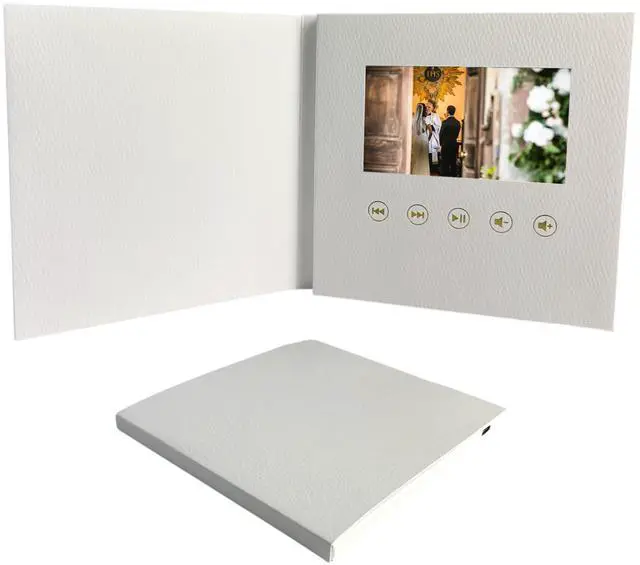 Main image of Sourcingbay 4.3" Video Greeting Card, Auto-Play Faux Leather Keepsake Book For Gifts
