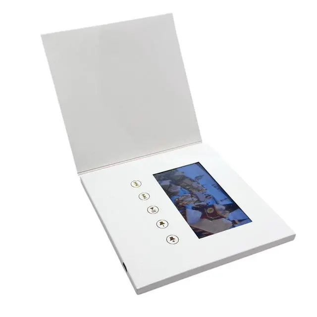 Alt view image 2 of 7 - Sourcingbay 4.3" Video Greeting Card, Auto-Play Faux Leather Keepsake Book For Gifts