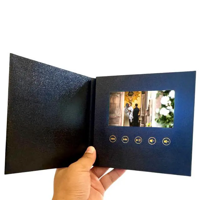 Alt view image 2 of 7 - Sourcingbay 4.3" Video Greeting Card, Auto-Play Faux Leather Keepsake Book For Gifts,Black
