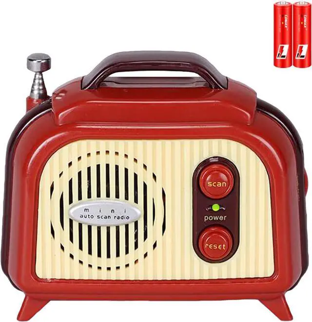 Main image of Sourcingbay Mini FM Radio, Vintage FM Only Radio 88-108 MHz, Auto Scan, 2 AA Battery Power, Compact for Desk, Shelf or Bedside