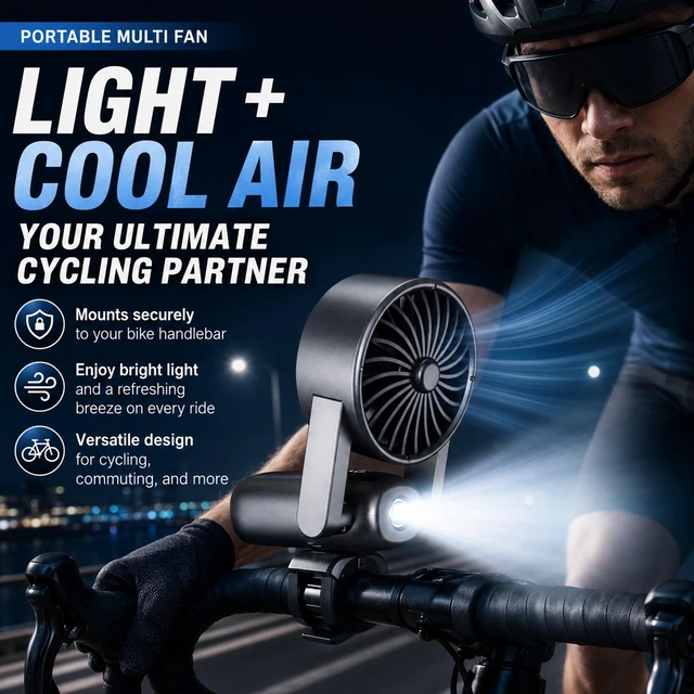 Alt view image 5 of 7 - Sourcingbay Portable Handheld Cooling Fan 5-Speed Foldable Led Light 4000mAh Usb-C Rechargeable for Travel Work