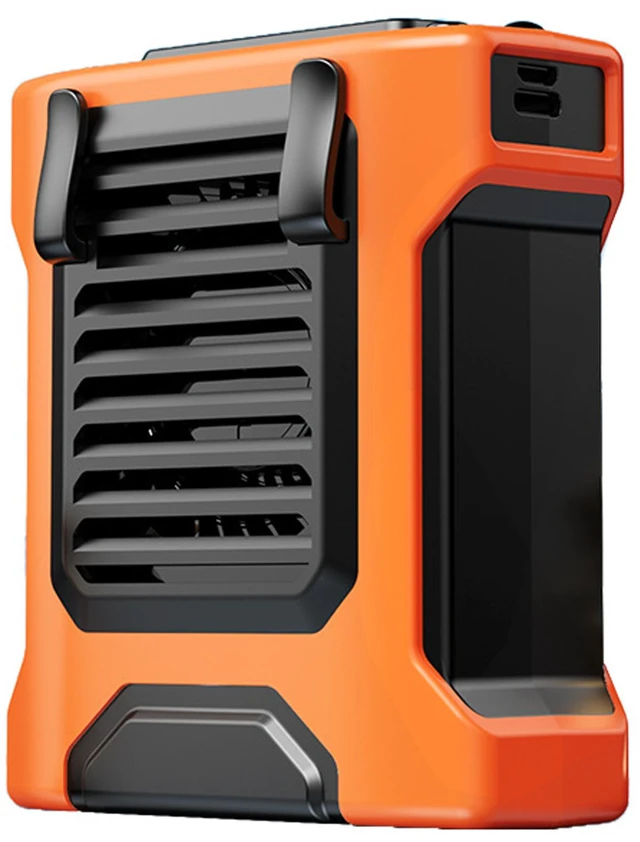 Main image of Sourcingbay Compact Waist Fan 4-Speed Flashlight Digital Display 8000mAh Usb Rechargeable for Outdoor Work Orange