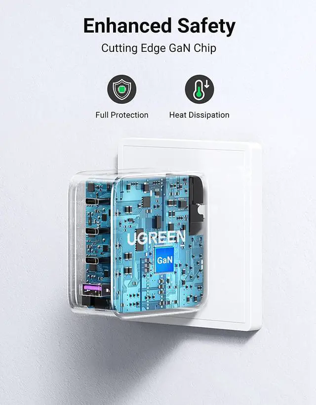 Alt view image 6 of 7 - UGREEN 100W USB C Multiport Charger - 4-Port USB Charging Station GaN Fast Charger Power Adapter Compatible for MacBook Pro/Air, iPad Pro, iPad Mini 6, Dell XPS, Galaxy S21/S20, iPhone 13/13 Pro Max/1