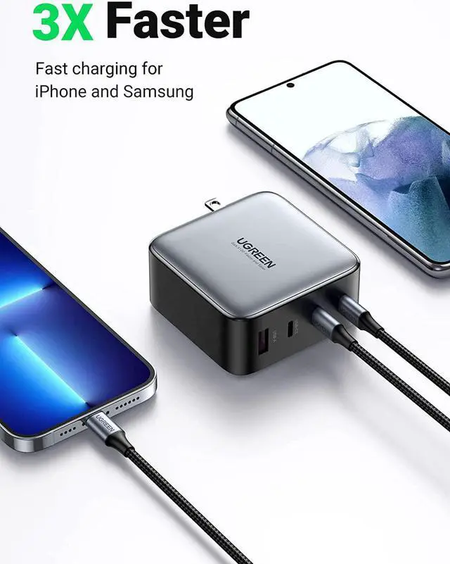 Alt view image 4 of 7 - UGREEN 100W USB C Multiport Charger - 4-Port USB Charging Station GaN Fast Charger Power Adapter Compatible for MacBook Pro/Air, iPad Pro, iPad Mini 6, Dell XPS, Galaxy S21/S20, iPhone 13/13 Pro Max/1