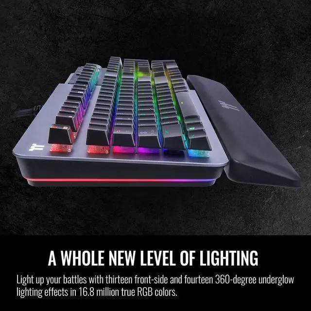 Alt view image 5 of 6 - Thermaltake Argent K5 RGB Gaming Keyboard (Silver Switch), Aluminum and Streamlined Titanium Design, 16.8 Million RGB Color, Anti-ghosting, Magnetic Synthetic Leather Wrist Rest, GKB-KB5-SSSRUS-01
