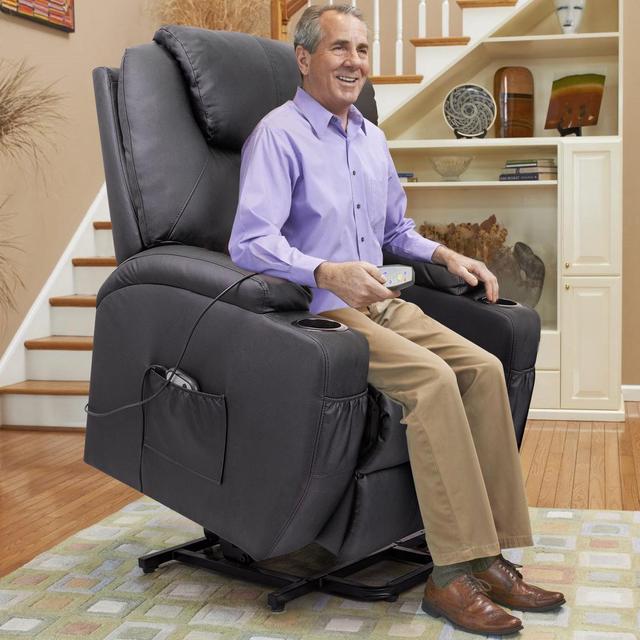 Homall Electric Power Lift Recliner, PU Leather Lift Assist Recliner with  Massage