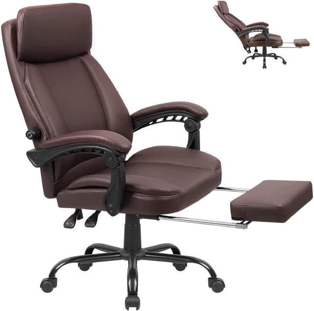 Reclining Office Chair, Executive Office Chair with Footrest, PU Leather  Office Chair, Ergonomic High Back Office Chair with Armrests, Adjustable