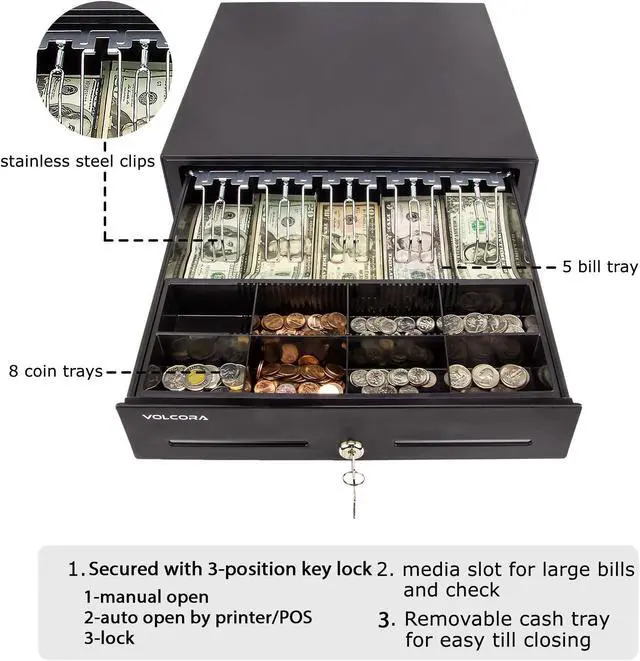 Alt view image 2 of 5 - 16'' Cash Register with Fully Removable 2 Tier Cash Tray, 5 Bill/8 Coin