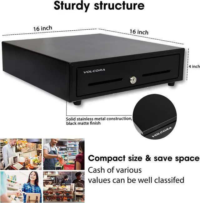 Alt view image 5 of 5 - 16'' Cash Register with Fully Removable 2 Tier Cash Tray, 5 Bill/8 Coin