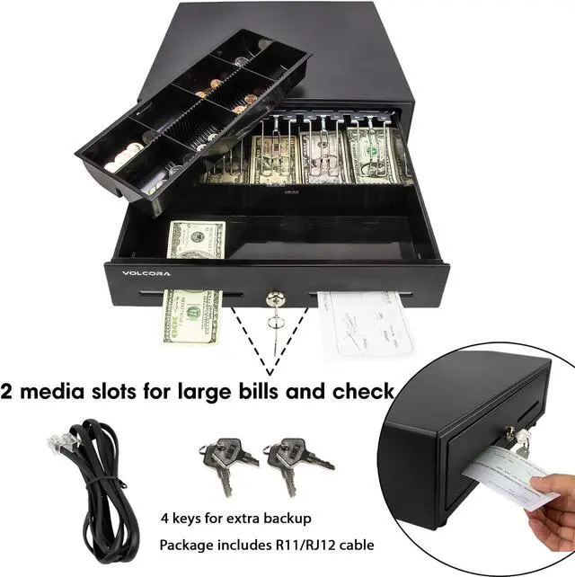 Alt view image 3 of 5 - 16'' Cash Register with Fully Removable 2 Tier Cash Tray, 5 Bill/8 Coin