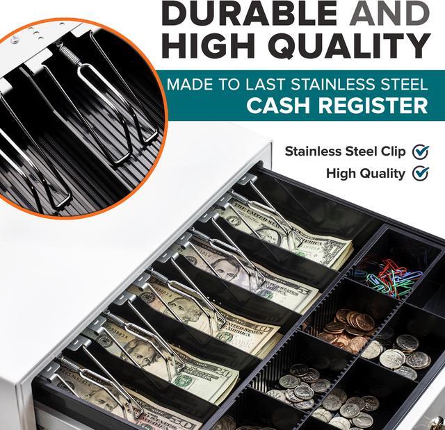 Alt view image 2 of 7 - 16" Manual Push Open Cash Register Drawer, White, 5 Bills/8 Coin