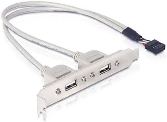 Alt view image 5 of 10 - CY PCI USB 2.0 A type Female Screw to Motherboard 9p header cable with bracket U2-142
