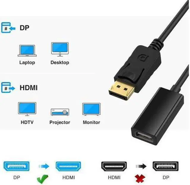 Alt view image 4 of 20 - DisplayPort to HDMI Adapter DP to HDMI Adapter Cable Male to Female Support 1080P 3D for Display Port Enabled Desktops and Laptops to Connect to HDMI Displays Adapter