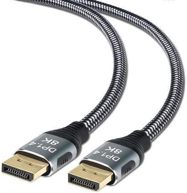 Displayport Cable 1 4 8k Dp To Dp Cable 10 Ft 8k 60hz 7680x43 4k 240hz 2k 144hz Nylon Braided Ultra High Speed Displayport Cord Support Resolution For Laptop Pc Tv Gaming Monitor Grey Displayport Cables