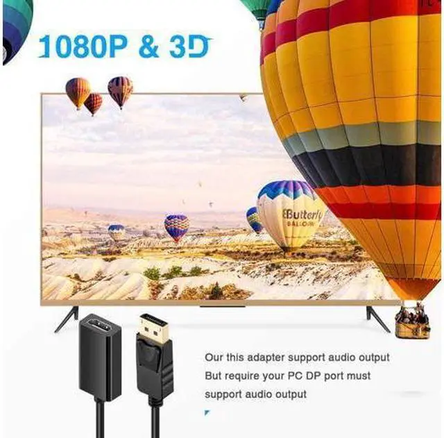 Alt view image 10 of 20 - DisplayPort to HDMI Adapter DP to HDMI Adapter Cable Male to Female Support 1080P 3D for Display Port Enabled Desktops and Laptops to Connect to HDMI Displays Adapter