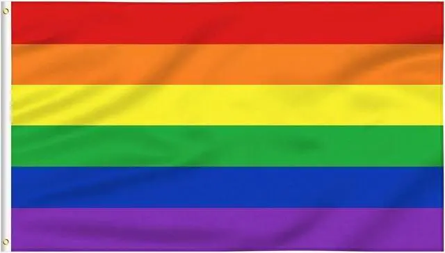Alt view image 2 of 4 - Rainbow Flag 3x5 FT LGBTQ Gay Lesbian flags - HeavyDuty HeavyWeight Thick Polyester Nylon Indoor and Outdoor UV Protected, Quadruple Stitched, Double-Stitched Edges, Brass Grommet