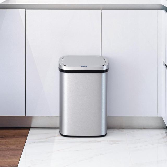 Alt view image 4 of 7 - Mega Casa 13 Gallon Stainless Steel Oval Kitchen Motion Sensor Trash Can
