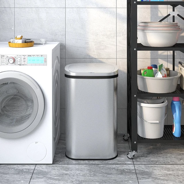 Alt view image 5 of 6 - Mega Casa 15.85 Gallon Stainless Steel Oval Kitchen Motion Sensor Trash Can