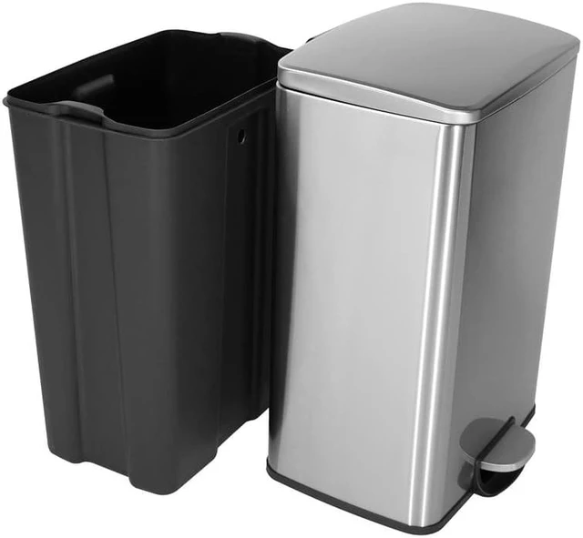 Alt view image 2 of 3 - 13.2 Gal./ 50 Liter Stylish Rectangular Shape Stainless Steel Trash Can