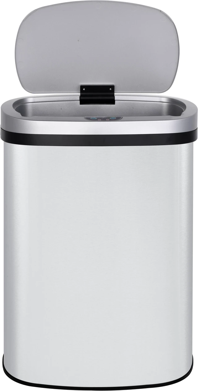 Alt view image 3 of 7 - 13 Gallon Stainless Steel Oval Kitchen Motion Sensor Trash Can