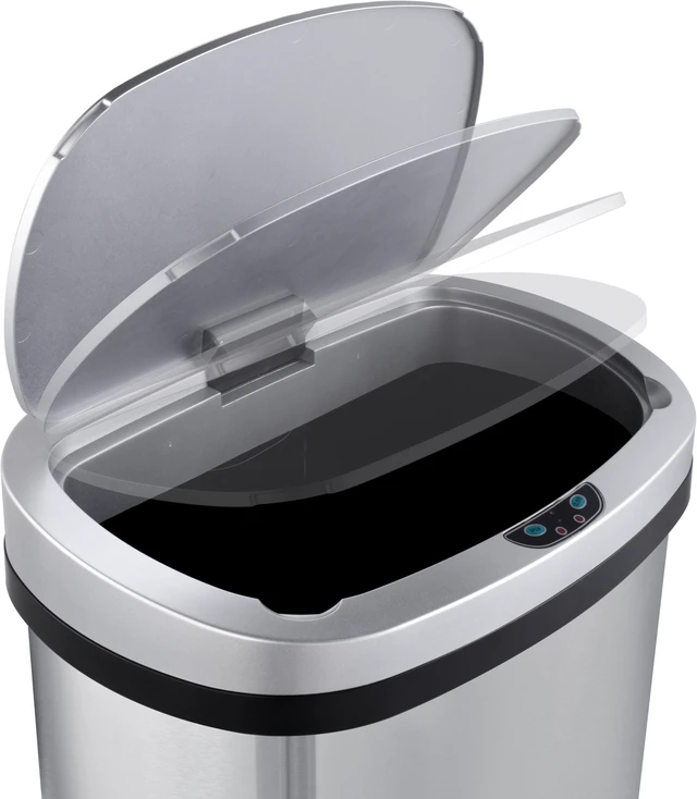 Alt view image 6 of 7 - 13 Gallon Stainless Steel Oval Kitchen Motion Sensor Trash Can