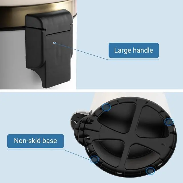 Alt view image 7 of 7 - 8 Gal./30 Liter White Metal Round Shape Step-on Trash Can with Diamond Body