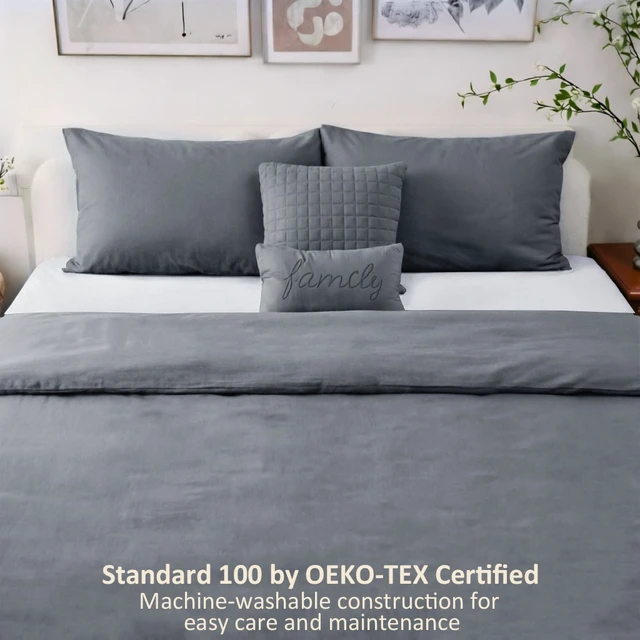 Alt view image 2 of 7 - 5-Piece Modern Minimalist Duvet Cover Set with Cushions