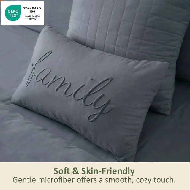 Alt view image 4 of 5 - 5-Piece Modern Minimalist Duvet Cover Set with Cushions King Size Gray