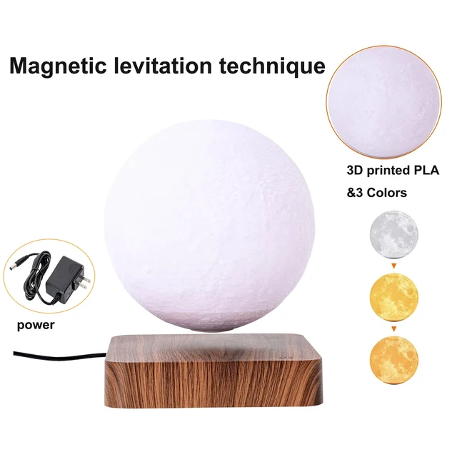 Alt view image 3 of 7 - Magnetic Levitating Floating Moon Lamp Night Light Room Table Decor