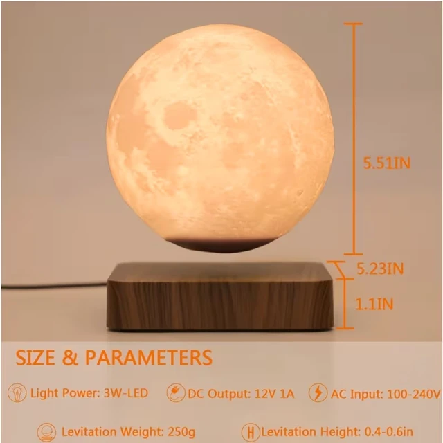 Alt view image 6 of 7 - Magnetic Levitating Floating Moon Lamp Night Light Room Table Decor