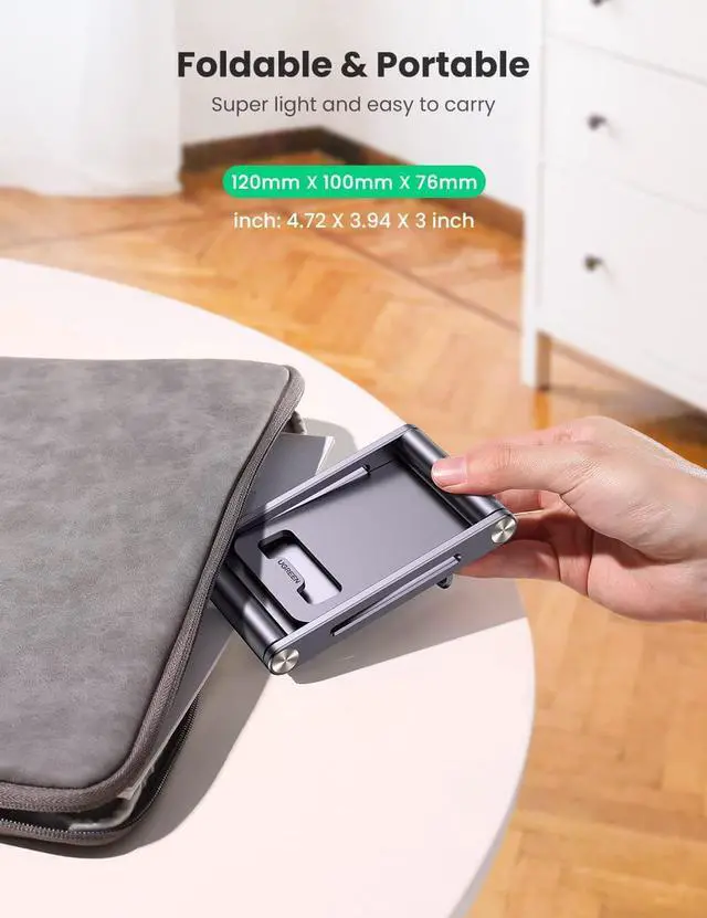 Alt view image 7 of 7 - UGREEN Cell Phone Stand Desk Adjustable Aluminum Mobile Phone Holder Compatible for iPhone 13 12 Pro Max, iPhone 11 X SE XS XR 8 Plus 6 7 6S Samsung Galaxy Note20 S20 S10 S9 S8 S7 Smartphone Foldable