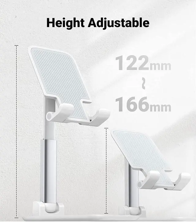 Alt view image 2 of 7 - UGREEN Phone Stand Cell Phone Holder for Desk Adjustable Foldable Compatible with iPhone 13 12 Pro Max iPhone 11 XS XR X SE 8 Plus 6 7 Samsung Galaxy Note20 S20 S10 S9 S8 Mobile Phone, White