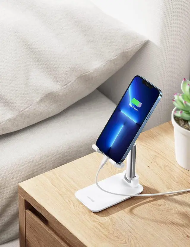 Alt view image 6 of 7 - UGREEN Phone Stand Cell Phone Holder for Desk Adjustable Foldable Compatible with iPhone 13 12 Pro Max iPhone 11 XS XR X SE 8 Plus 6 7 Samsung Galaxy Note20 S20 S10 S9 S8 Mobile Phone, White