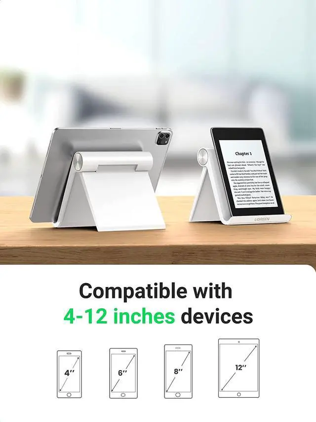 Alt view image 6 of 7 - UGREEN Tablet Stand Holder Adjustable Protable Desktop Holder Dock Compatible for iPad 10.2 iPad Pro 11 Inch iPad 9.7 iPad Mini 5 4 3 2 iPad Air Nintendo Switch iPhone 13 12 Pro Max 11 XS XR White