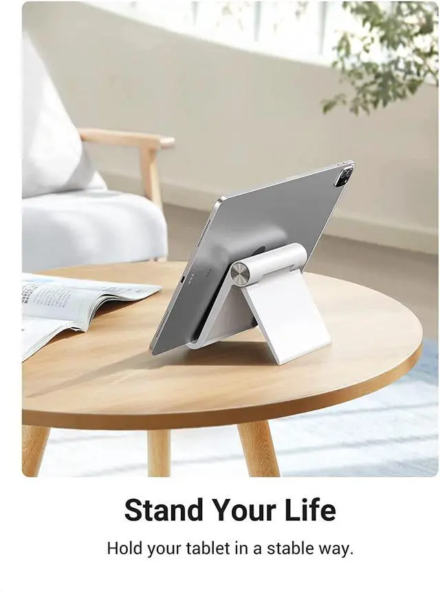Alt view image 2 of 7 - UGREEN Tablet Stand Holder Adjustable Protable Desktop Holder Dock Compatible for iPad 10.2 iPad Pro 11 Inch iPad 9.7 iPad Mini 5 4 3 2 iPad Air Nintendo Switch iPhone 13 12 Pro Max 11 XS XR White